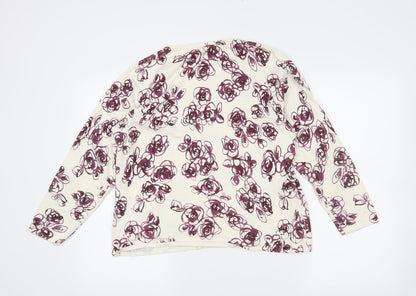 eatsex Womens White Floral  Pullover Jumper Size 18
