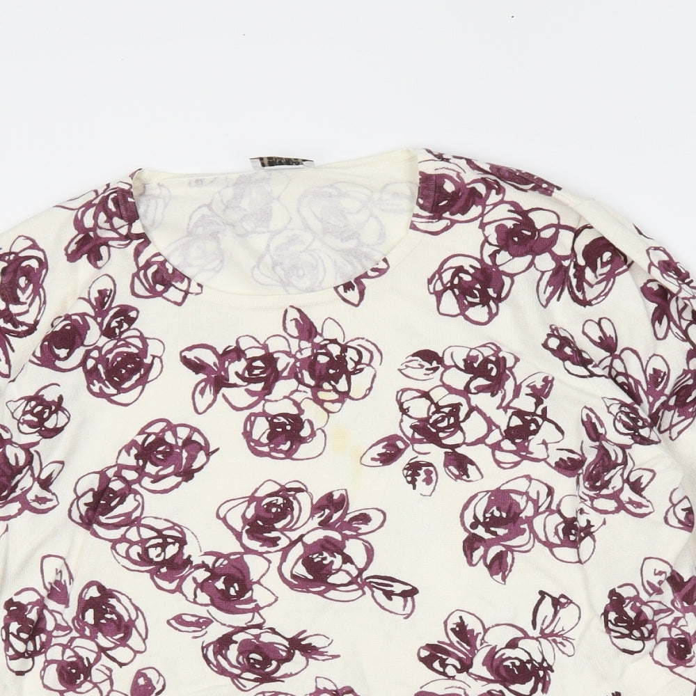 eatsex Womens White Floral  Pullover Jumper Size 18
