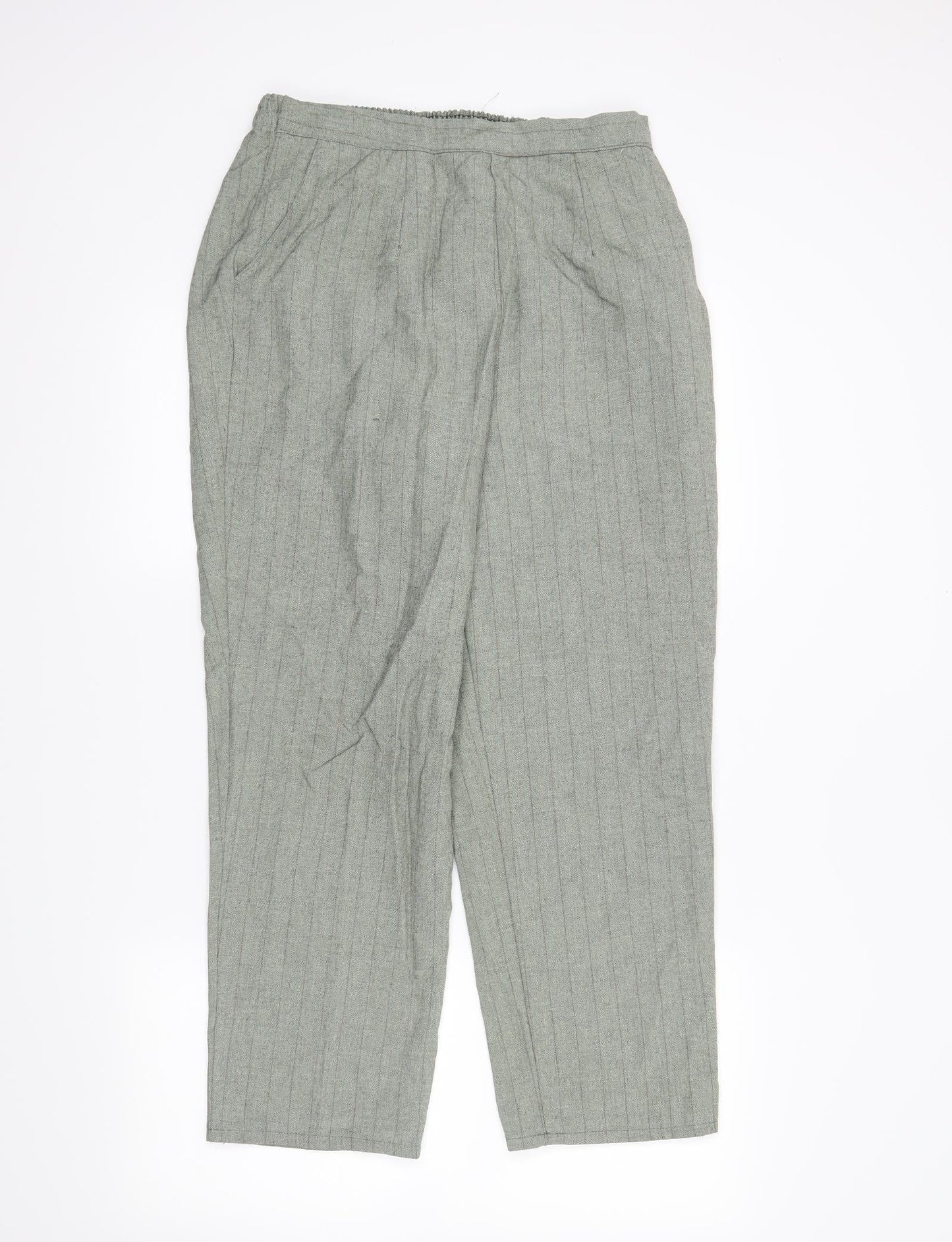 Womens UK Size 16 Preworn Regular Fit  Green Trousers