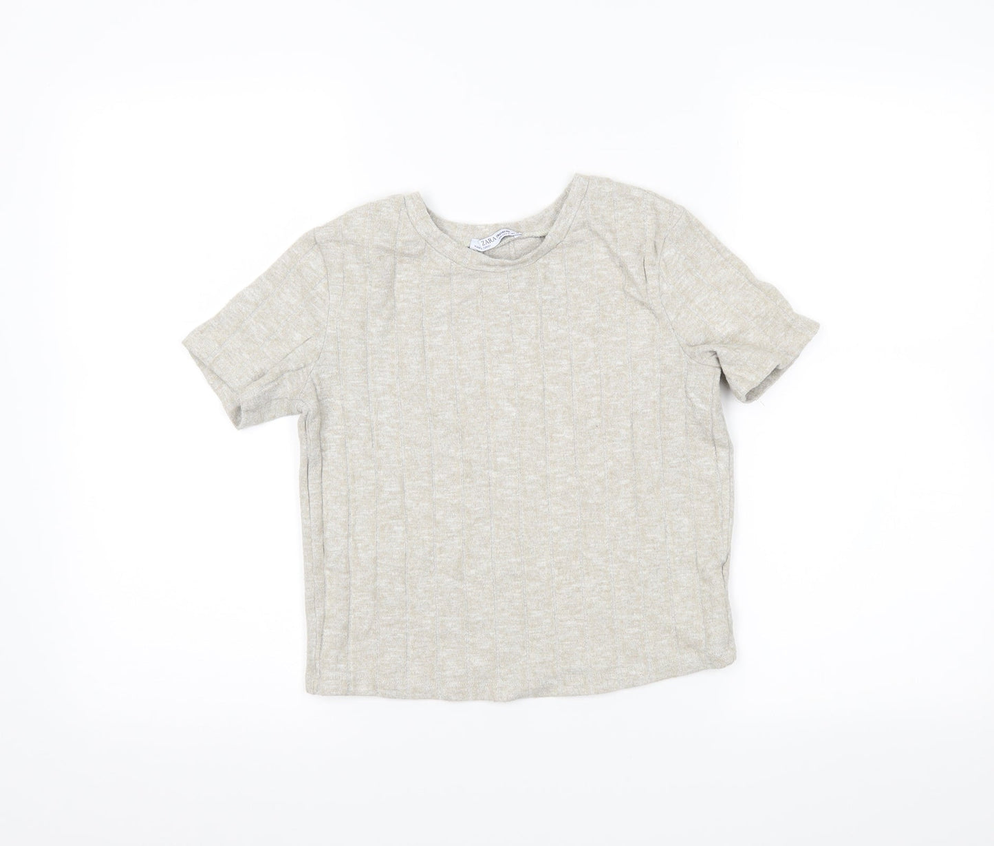 Womens UK Size S Zara Beige Cropped Polo