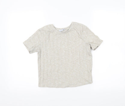 Womens UK Size S Zara Beige Cropped Polo
