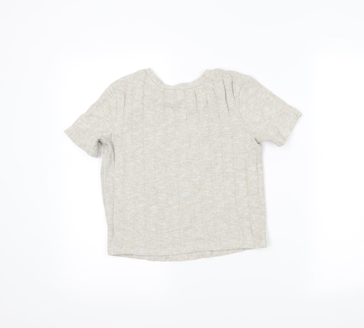 Womens UK Size S Zara Beige Cropped Polo