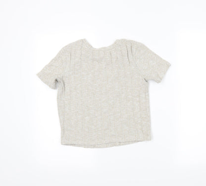 Womens UK Size S Zara Beige Cropped Polo