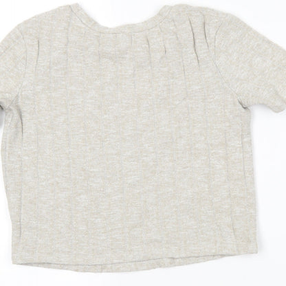 Womens UK Size S Zara Beige Cropped Polo