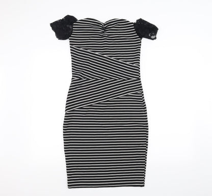 Dreams Womens Black Striped  Pencil Dress  Size 10