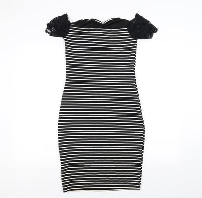 Dreams Womens Black Striped  Pencil Dress  Size 10
