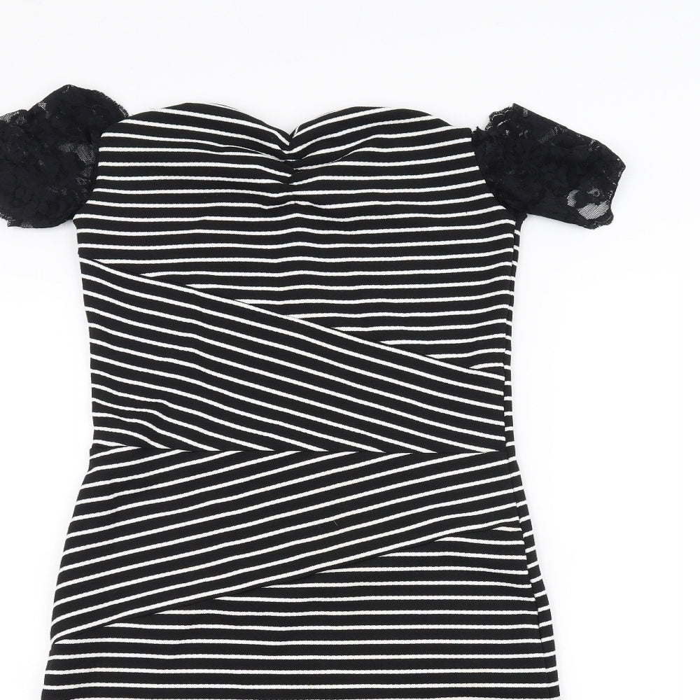 Dreams Womens Black Striped  Pencil Dress  Size 10