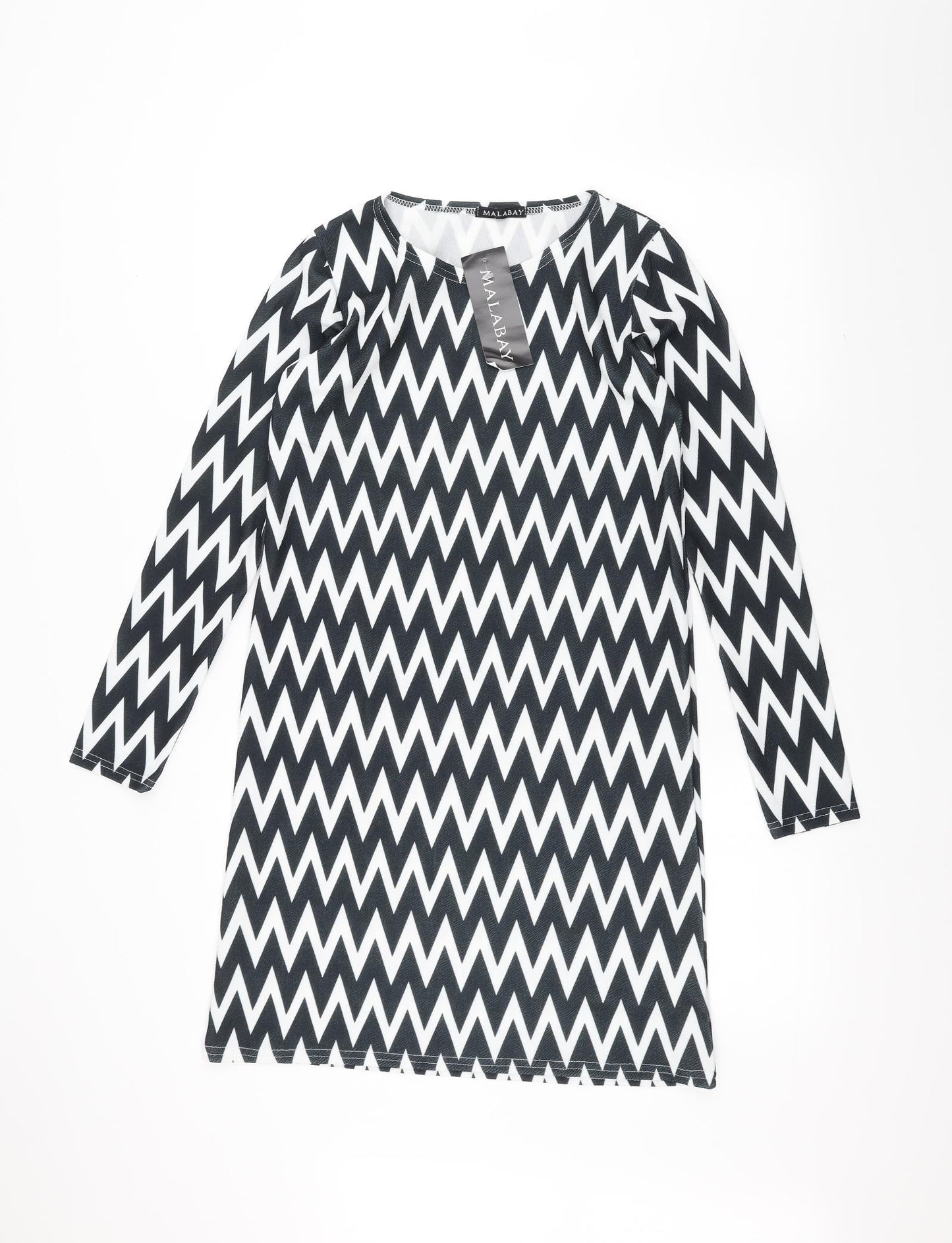 Malabay Womens Black Striped  Pullover Jumper Size 8