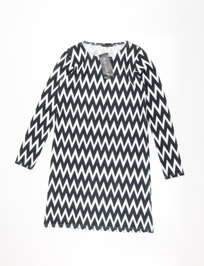 Malabay Womens Black Striped  Pullover Jumper Size 8