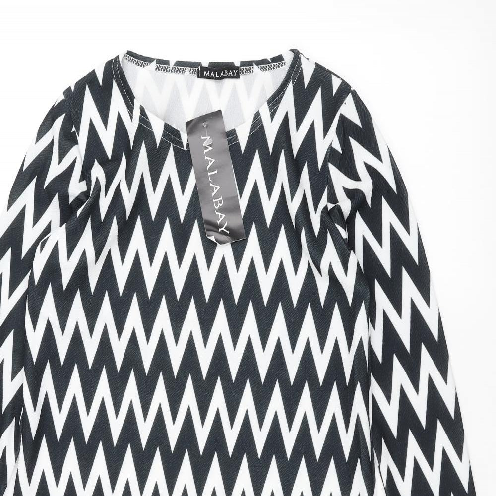 Malabay Womens Black Striped  Pullover Jumper Size 8