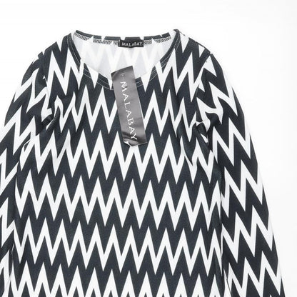 Malabay Womens Black Striped  Pullover Jumper Size 8
