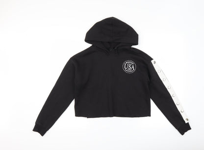 New Look Girls Black Striped  Pullover Hoodie Size 12-13 Years  - usa