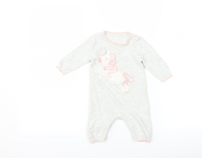 George Girls Grey   Babygrow One-Piece Size 0-3 Months  - Unicorns