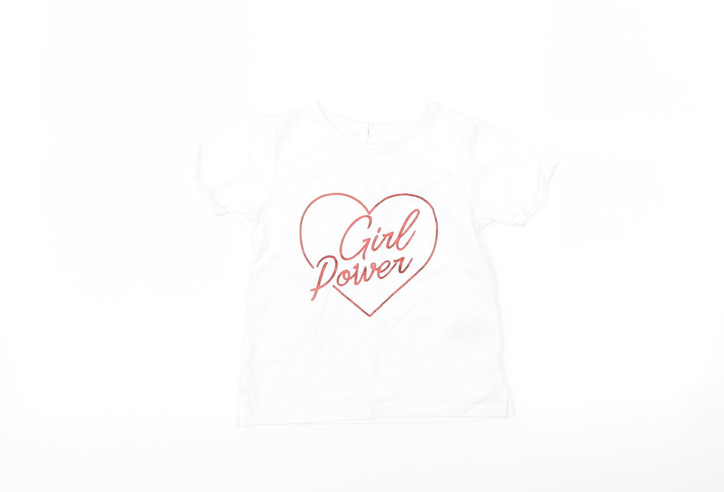 Matalan Girls White   Basic T-Shirt Size 2-3 Years  - girl power