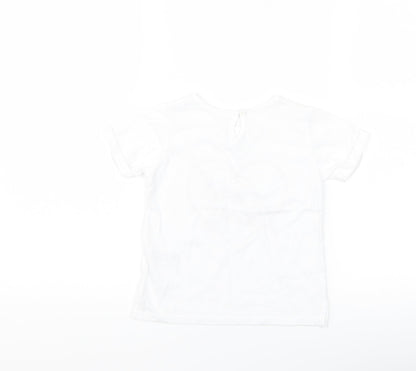 Matalan Girls White   Basic T-Shirt Size 2-3 Years  - girl power