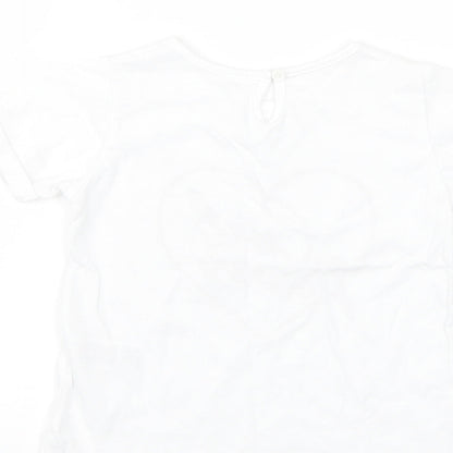 Matalan Girls White   Basic T-Shirt Size 2-3 Years  - girl power