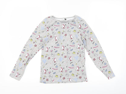 pep & Co Girls Grey   Basic T-Shirt Size 7-8 Years  - unicorn