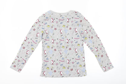 pep & Co Girls Grey   Basic T-Shirt Size 7-8 Years  - unicorn
