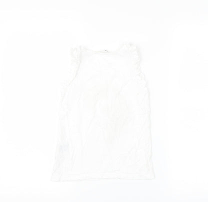 H&M Girls White   Basic T-Shirt Size 7-8 Years  - unicorn
