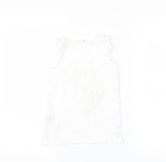 H&M Girls White   Basic T-Shirt Size 7-8 Years  - unicorn