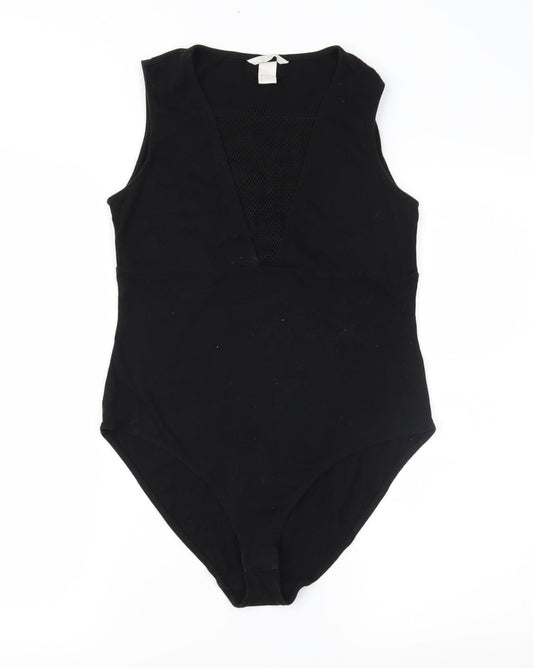 Womens UK Size M H&M Black Basic T-Shirt