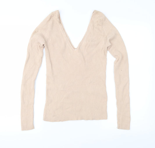 H&M Womens Beige  Knit Pullover Jumper Size M