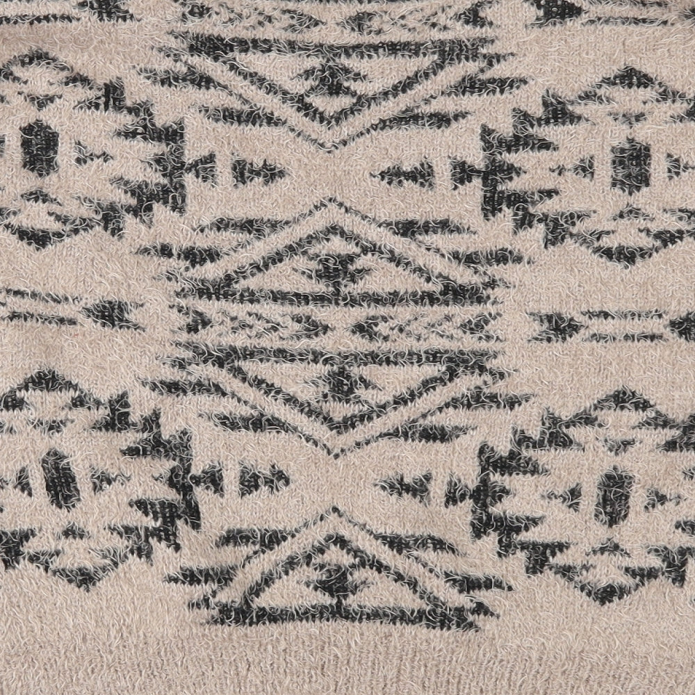 Marks and Spencer Womens Brown Geometric Knit Pullover Jumper Size 14