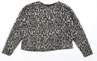 New Look Womens Brown Animal Print  Pullover Jumper Size M