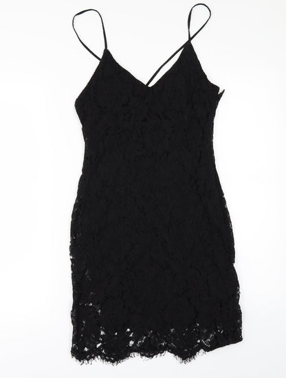 LOVE LIES Womens Black   Mini  Size S  - LACE SHAPED HEM