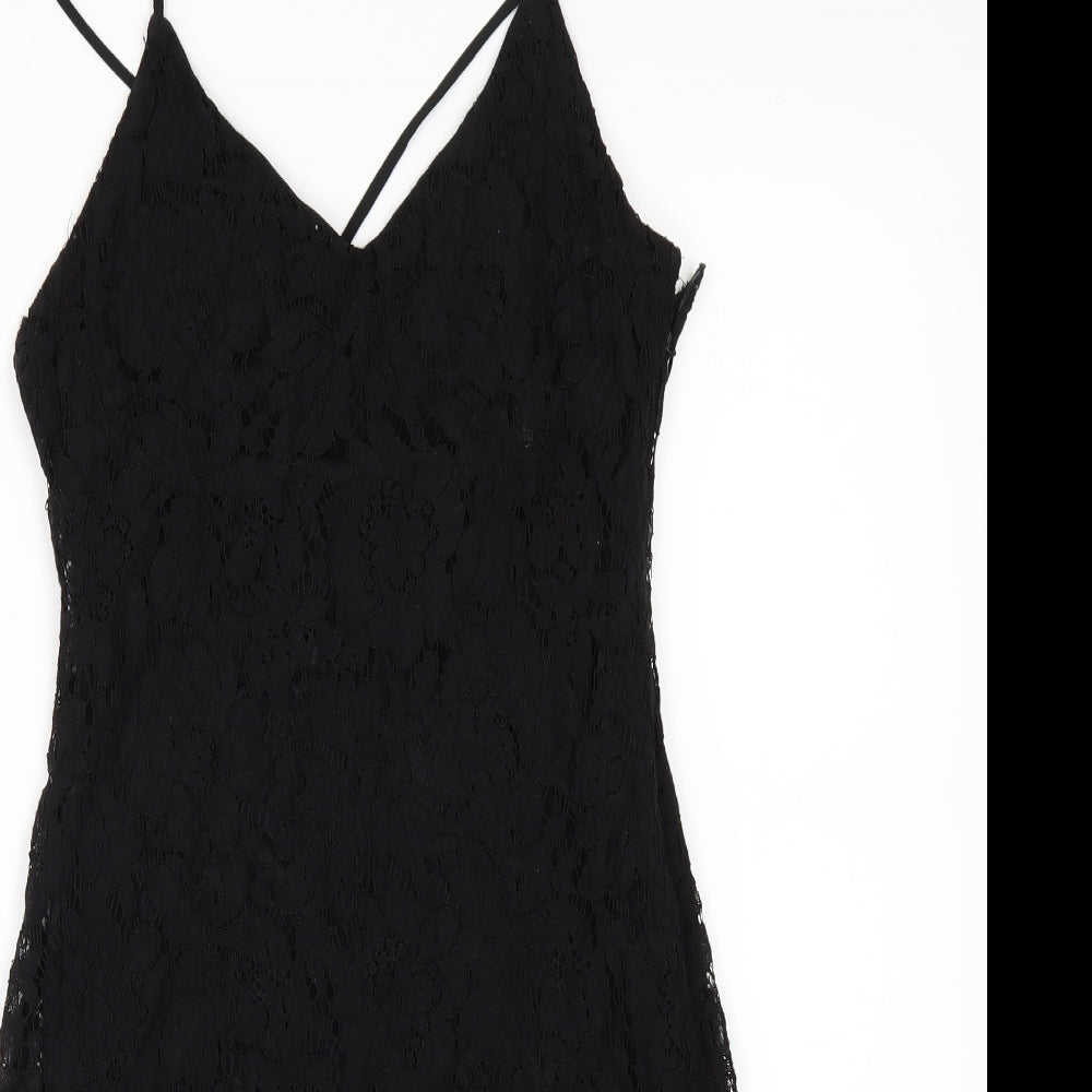 LOVE LIES Womens Black   Mini  Size S  - LACE SHAPED HEM