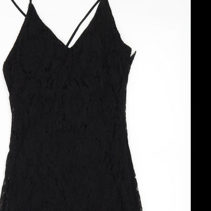 LOVE LIES Womens Black   Mini  Size S  - LACE SHAPED HEM