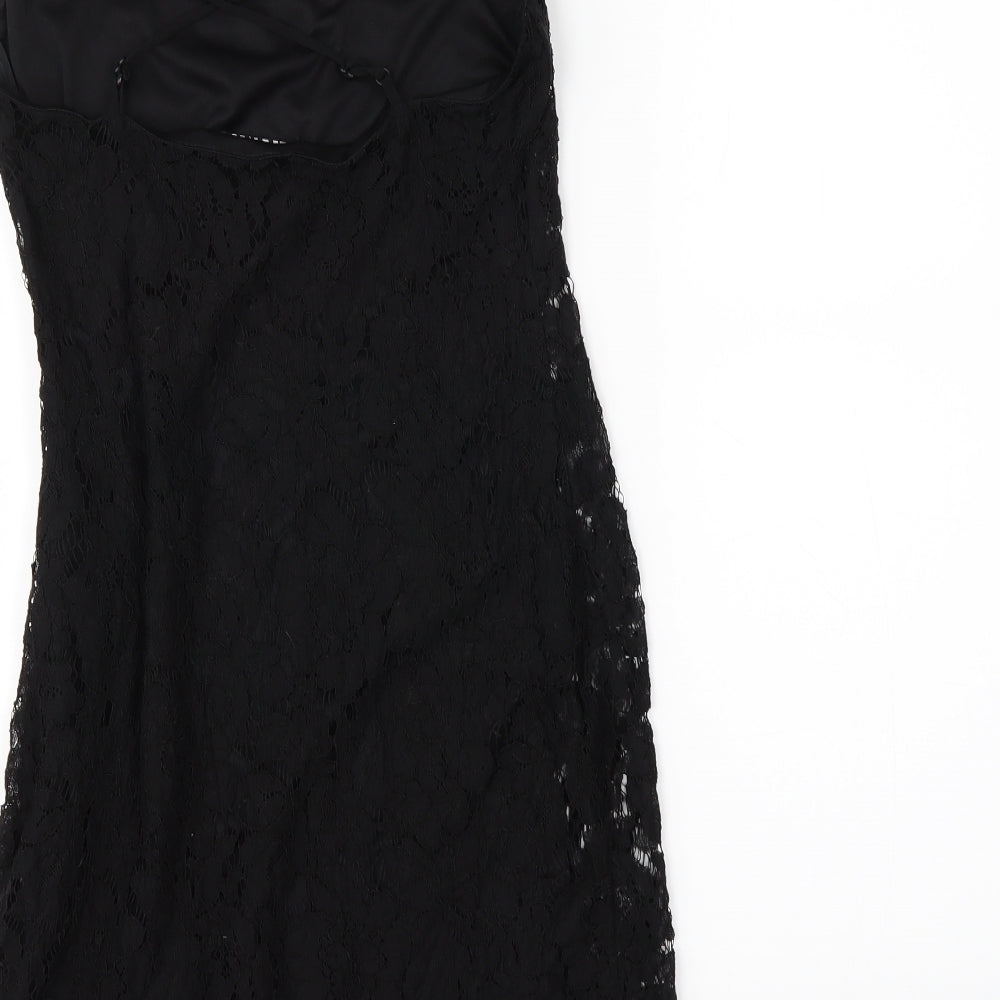 LOVE LIES Womens Black   Mini  Size S  - LACE SHAPED HEM