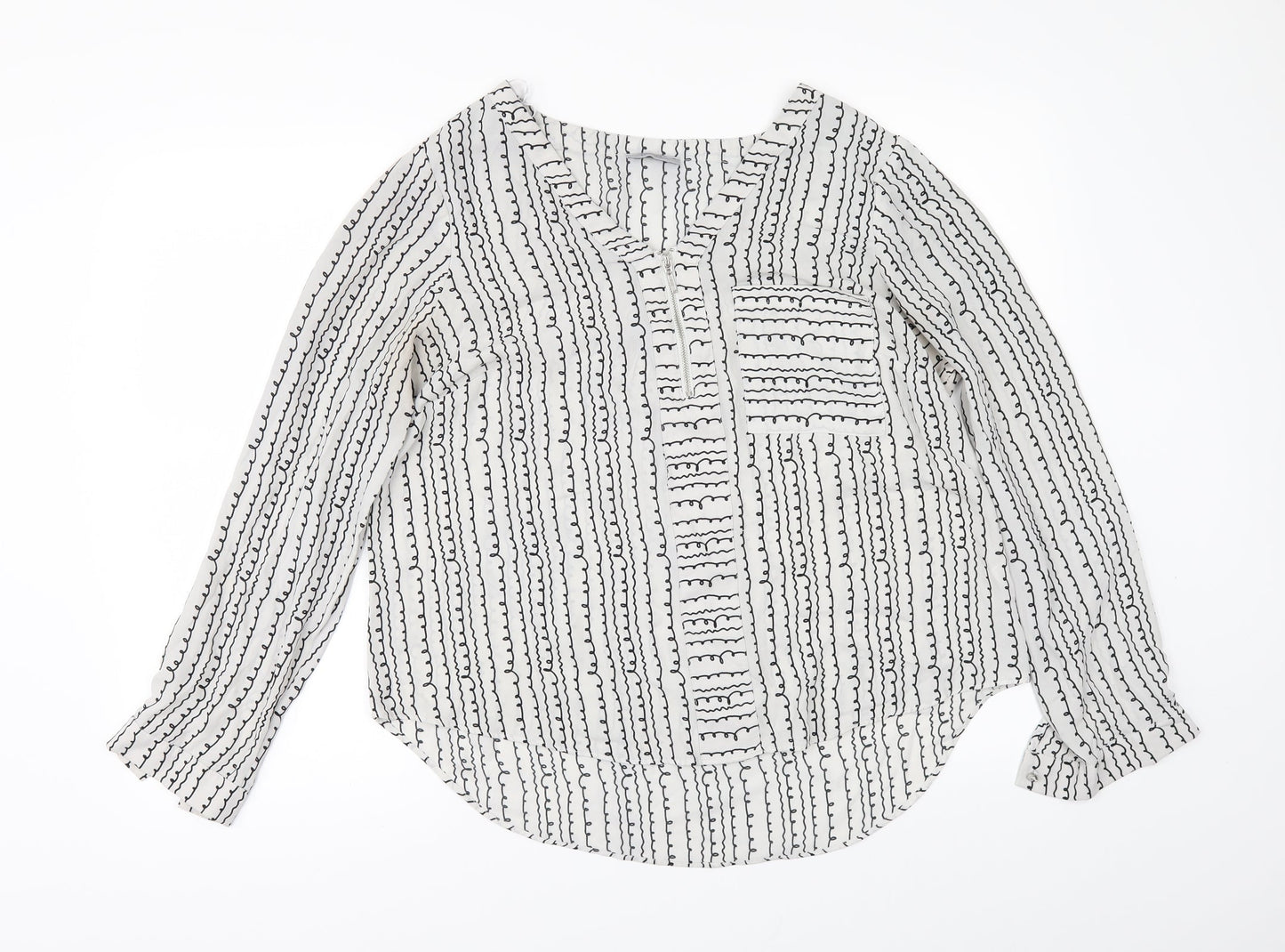 Papaya Womens White Striped  Tunic Blouse Size 14