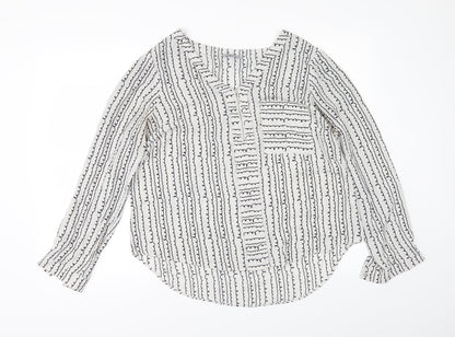 Papaya Womens White Striped  Tunic Blouse Size 14