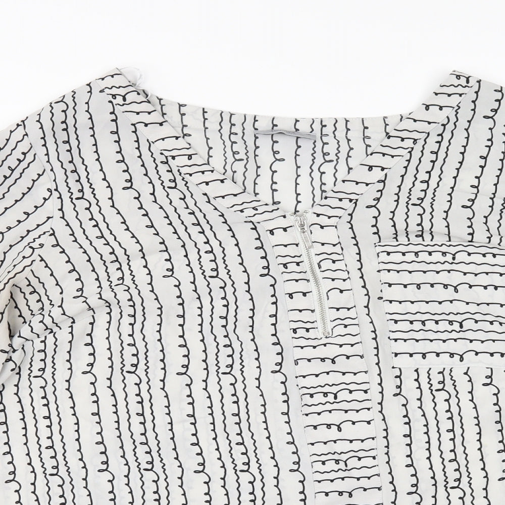 Papaya Womens White Striped  Tunic Blouse Size 14