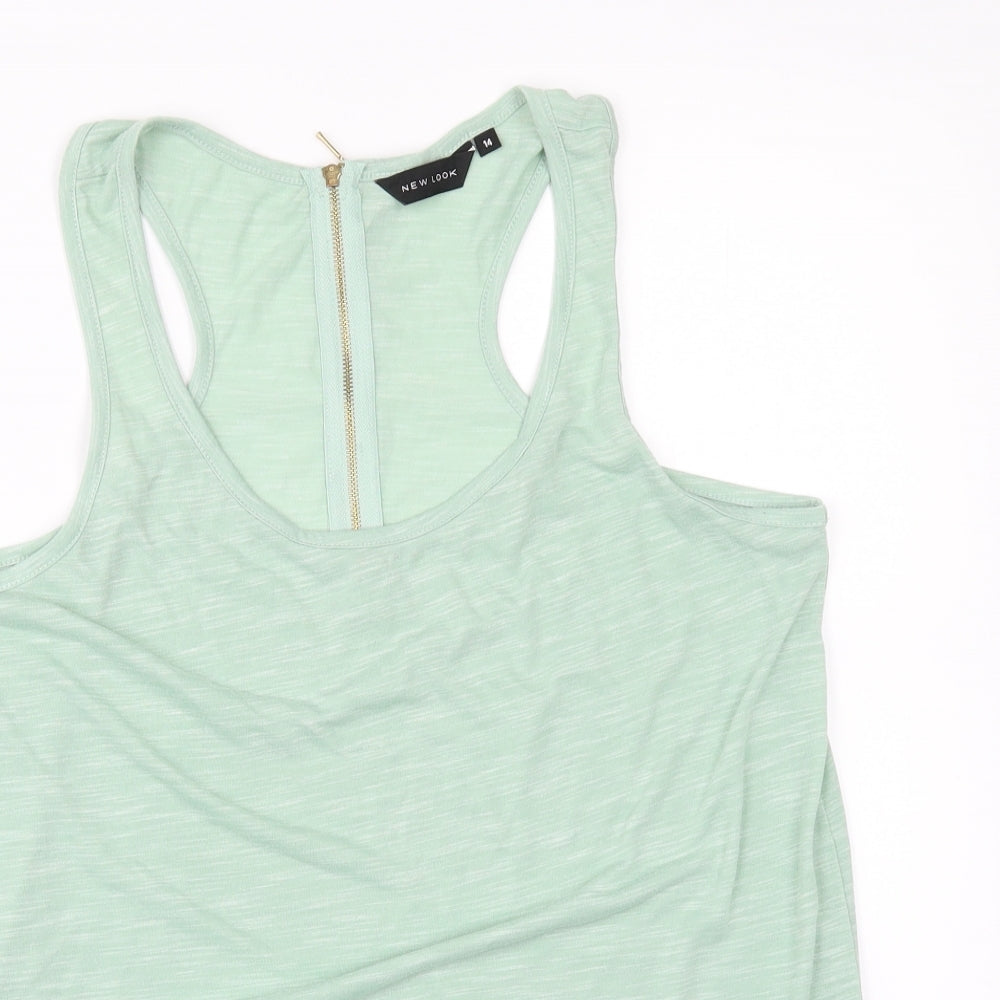 Womens UK Size 14 New Look Green Basic T-Shirt