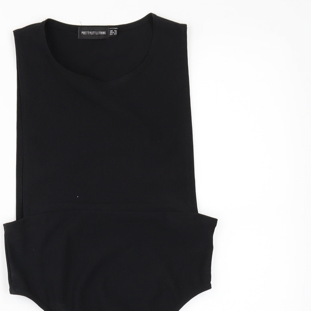 PRETTYLITTLETHING Womens Black   Bodysuit One-Piece Size 10