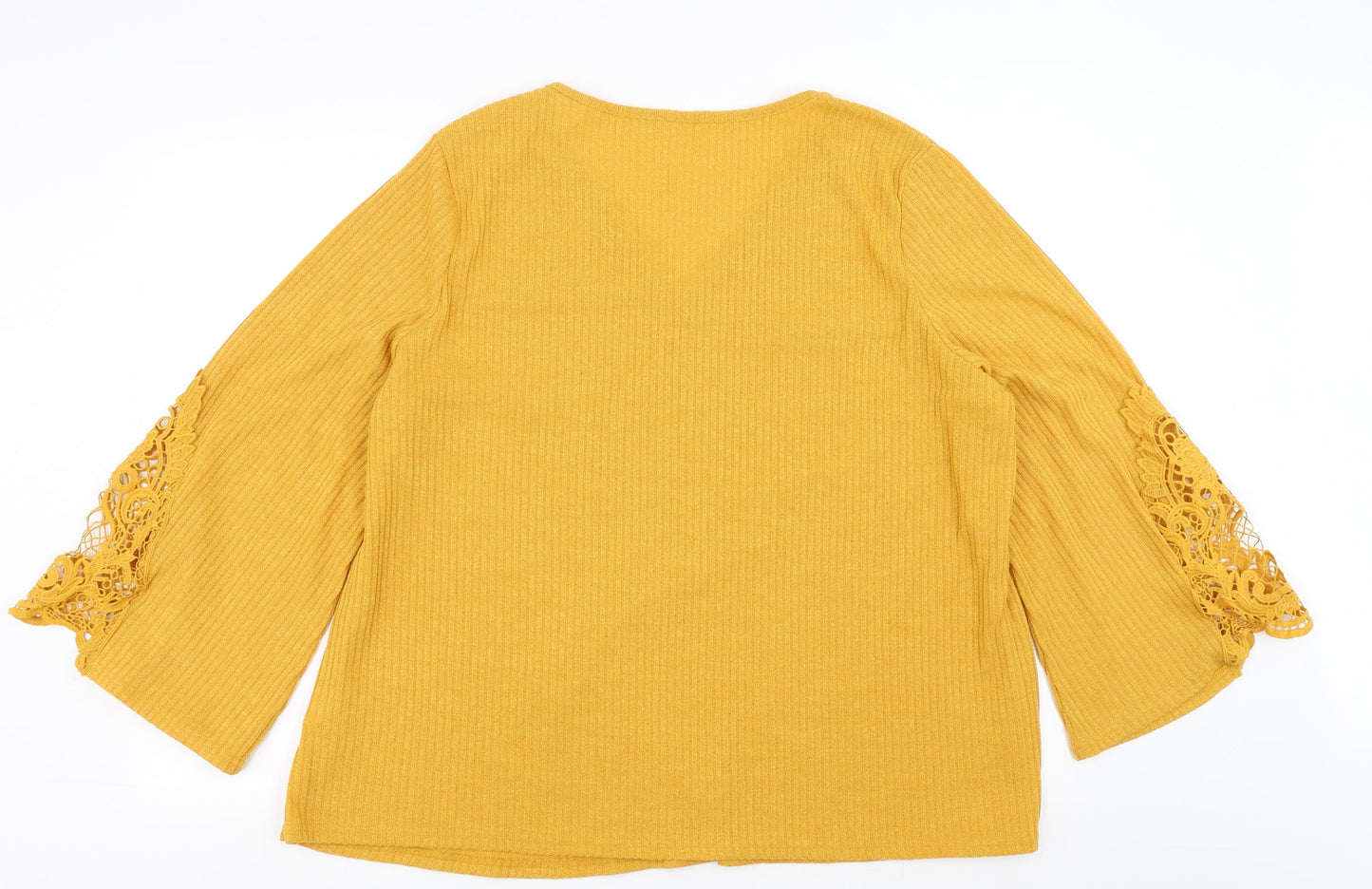 Preworn Womens Yellow   Pullover Jumper Size XL  - Lace Sleeve detail
