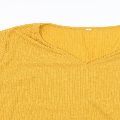 Preworn Womens Yellow   Pullover Jumper Size XL  - Lace Sleeve detail