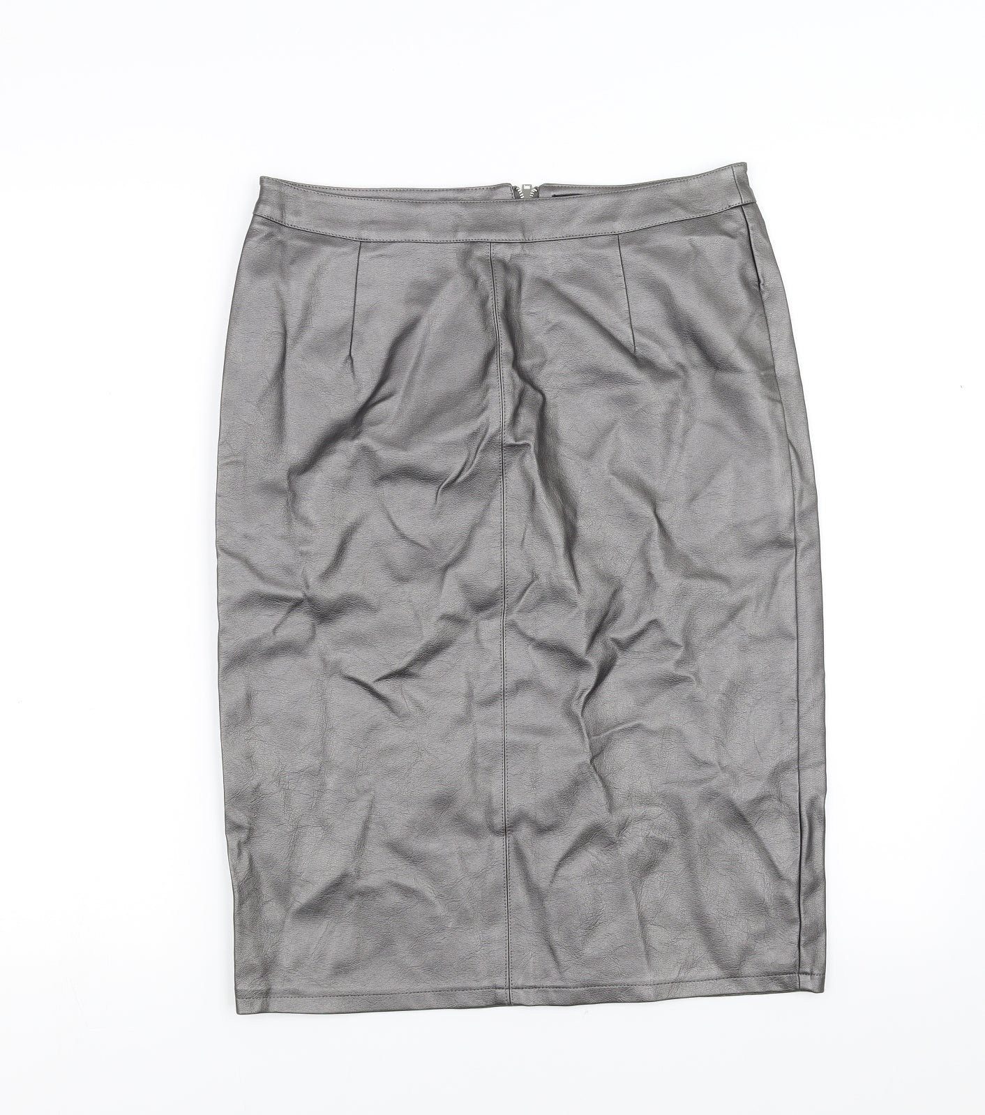 New Look Womens Silver   Straight & Pencil Skirt Size 10  - metallic