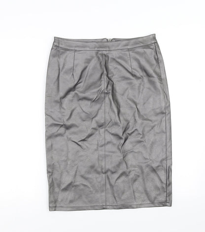 New Look Womens Silver   Straight & Pencil Skirt Size 10  - metallic