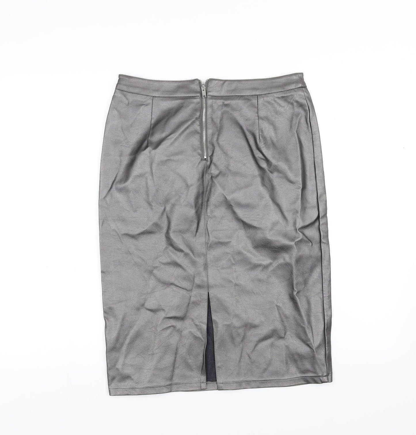 New Look Womens Silver   Straight & Pencil Skirt Size 10  - metallic