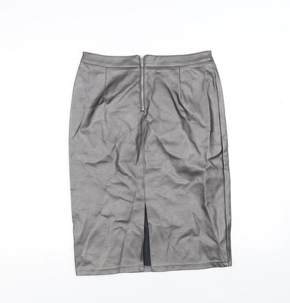 New Look Womens Silver   Straight & Pencil Skirt Size 10  - metallic