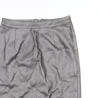 New Look Womens Silver   Straight & Pencil Skirt Size 10  - metallic