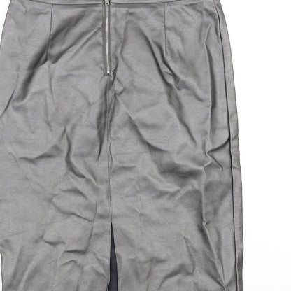 New Look Womens Silver   Straight & Pencil Skirt Size 10  - metallic