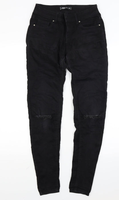 Fb Womens Black  Denim Skinny Jeans Size XS L28 in