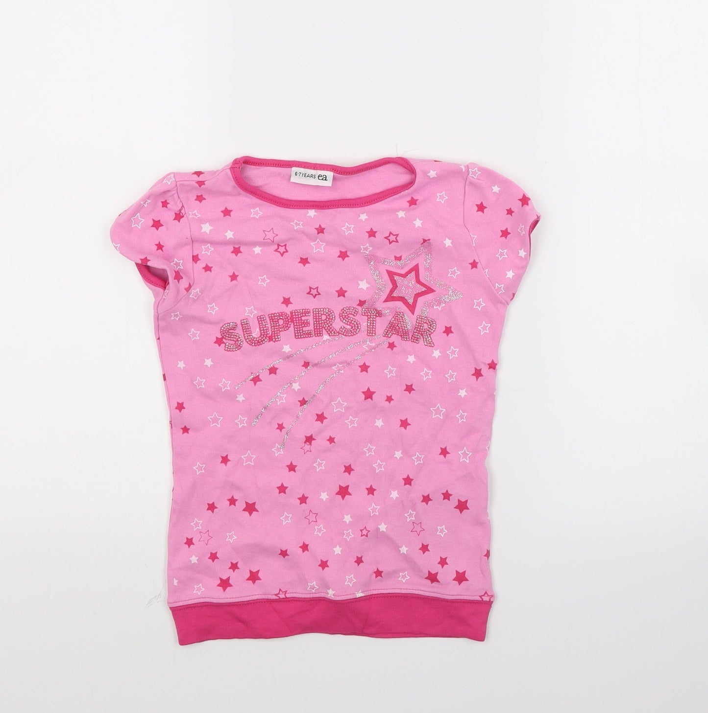 EA Girls Pink  Jersey Basic T-Shirt Size 6-7 Years  - Stars
