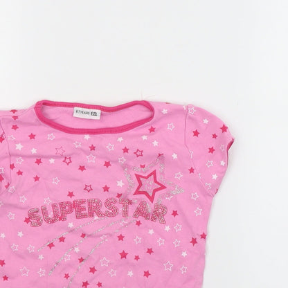 EA Girls Pink  Jersey Basic T-Shirt Size 6-7 Years  - Stars