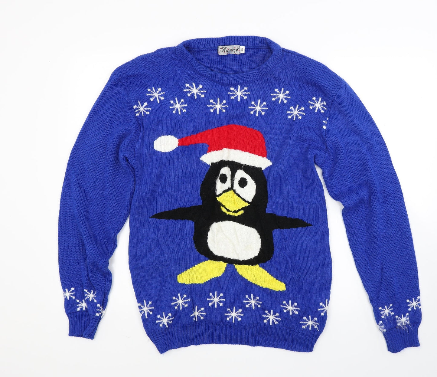 Refinery Mens Blue  Knit Pullover Jumper Size M  - Christmas jumper
