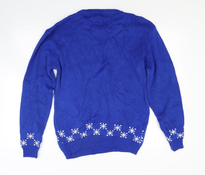 Refinery Mens Blue  Knit Pullover Jumper Size M  - Christmas jumper